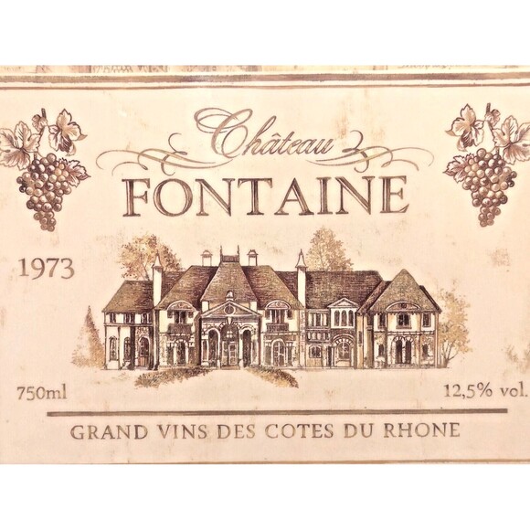 Chateau Fontaine Serving Tray Winery Grape Decor Melamine Brown on Beige Handle - Picture 2 of 5